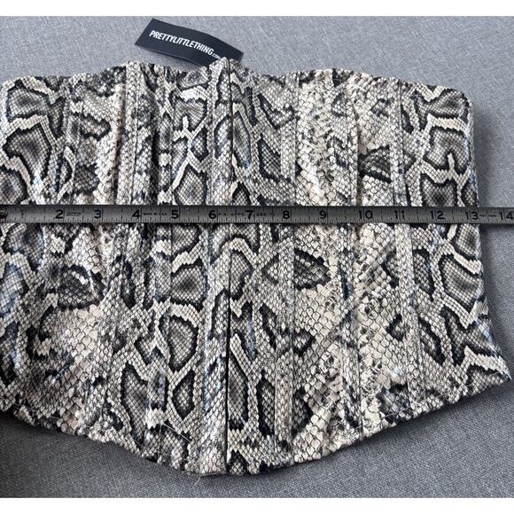 NWT Pretty Little Thing Snake Skin Corset Bustier Crop Top Y2K Sz 2 - Picture 3 of 6